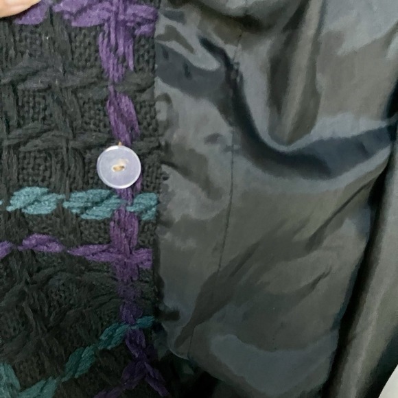 Sunner‎ Tweed Sz XS 2/4 Black Purple Green 100% Wool Mid-Length Coat Women's - Picture 10 of 11
